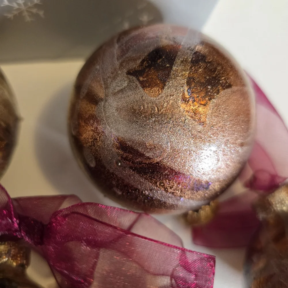 9 HANDCRAFTED Glass Ornaments HANDPAINTED Holiday Decorations Christmas Decor
